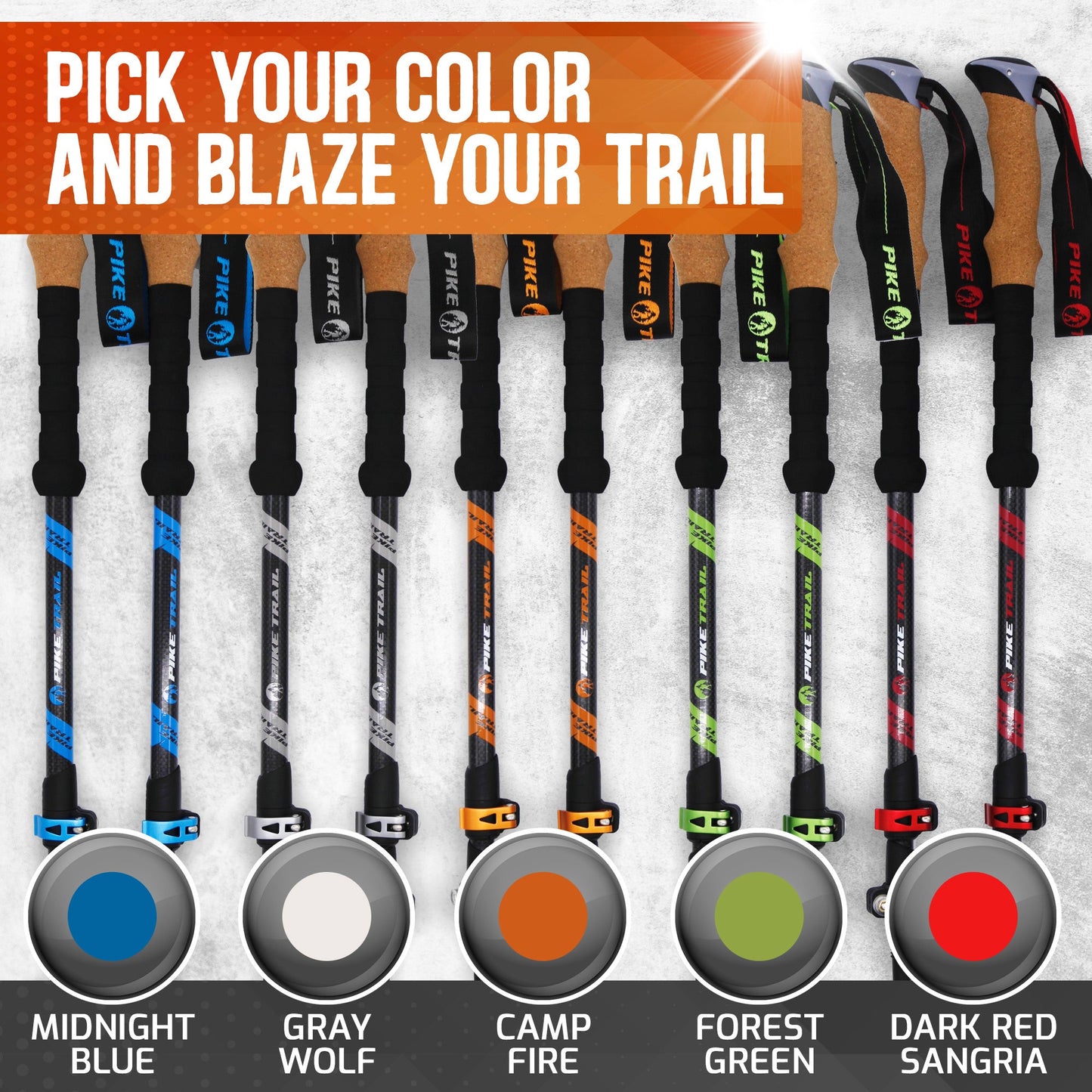 Pike Trail Adjustable Carbon Fiber Trekking Poles