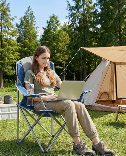 Heavy-Duty Folding Camping Chair with Cooler Bag