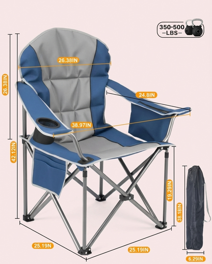 Heavy-Duty Folding Camping Chair with Cooler Bag