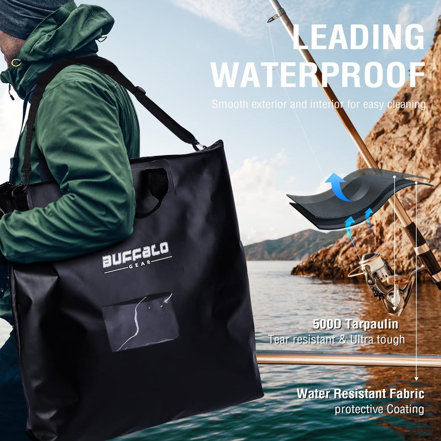 25" Waterproof Fish Bag with Aerator Pocket