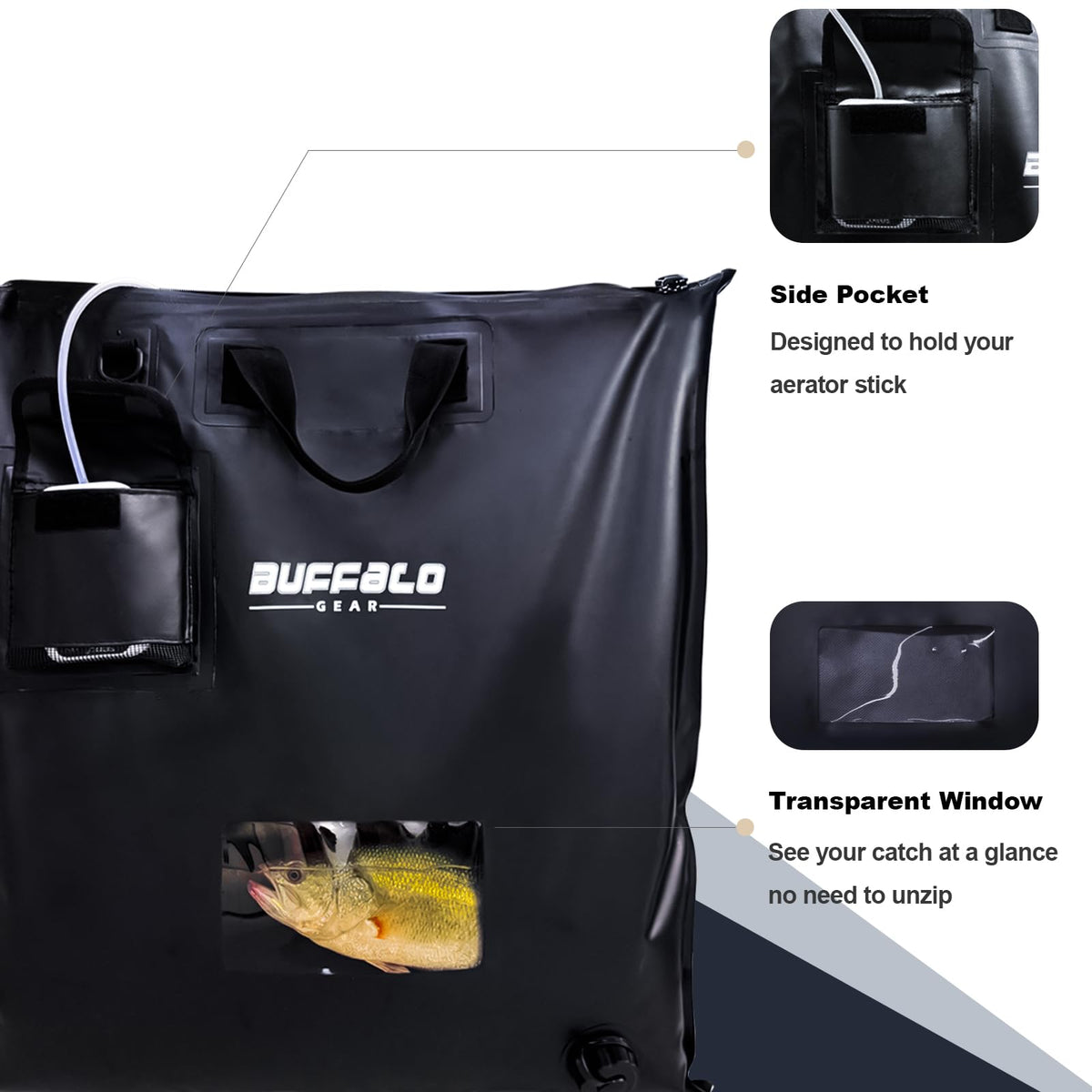 25" Waterproof Fish Bag with Aerator Pocket