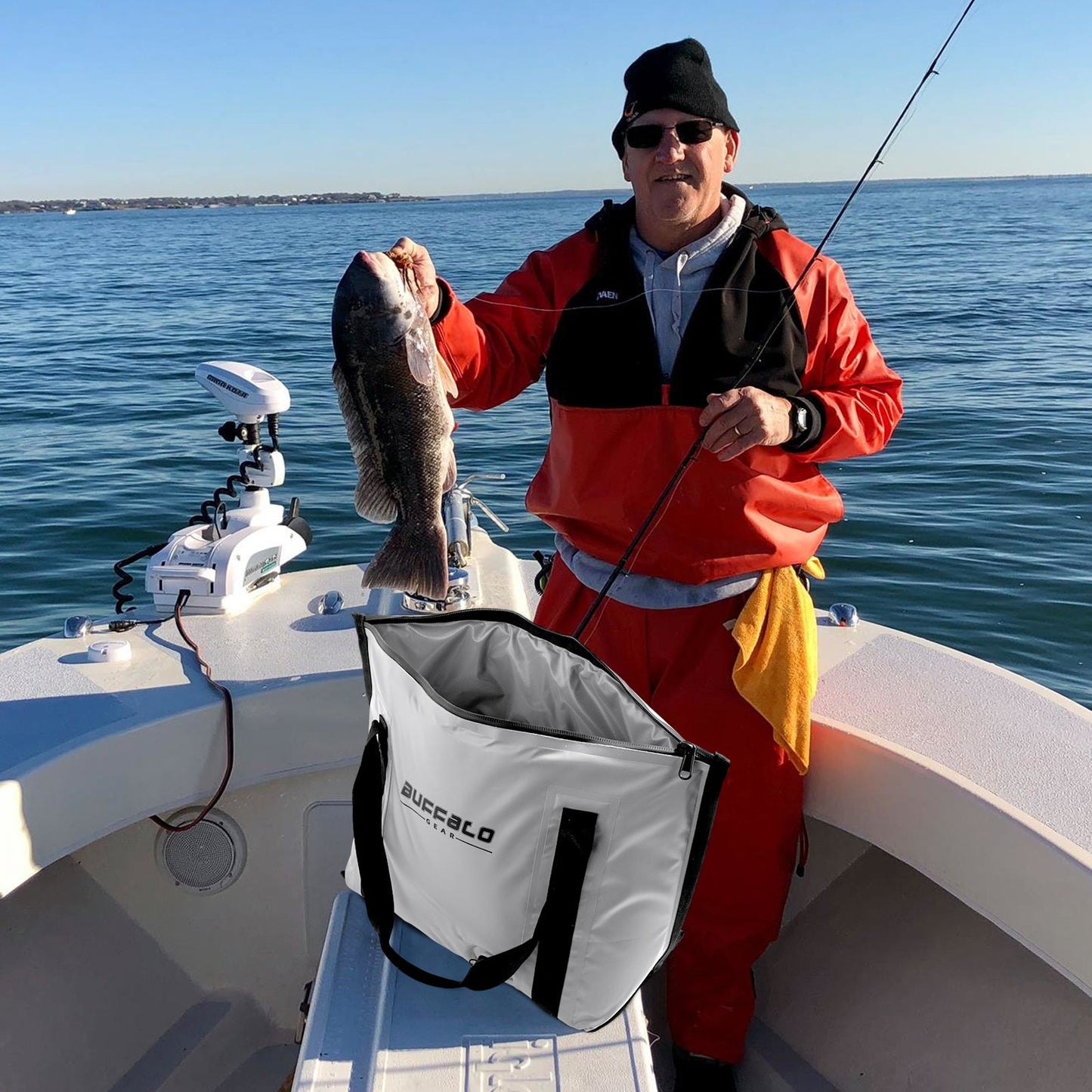 27QT Insulated Fish Cooler Bag with Flat Bottom