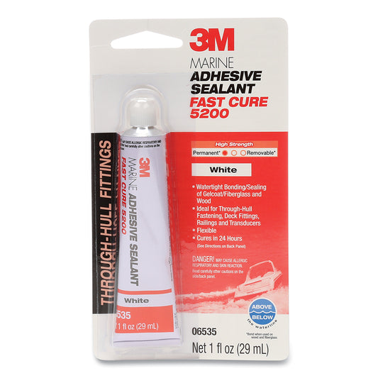 Marine Adhesive Sealant, 5200FC, 1 oz, Tube, White