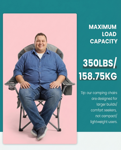 Heavy-Duty Folding Camping Chair with Cooler Bag