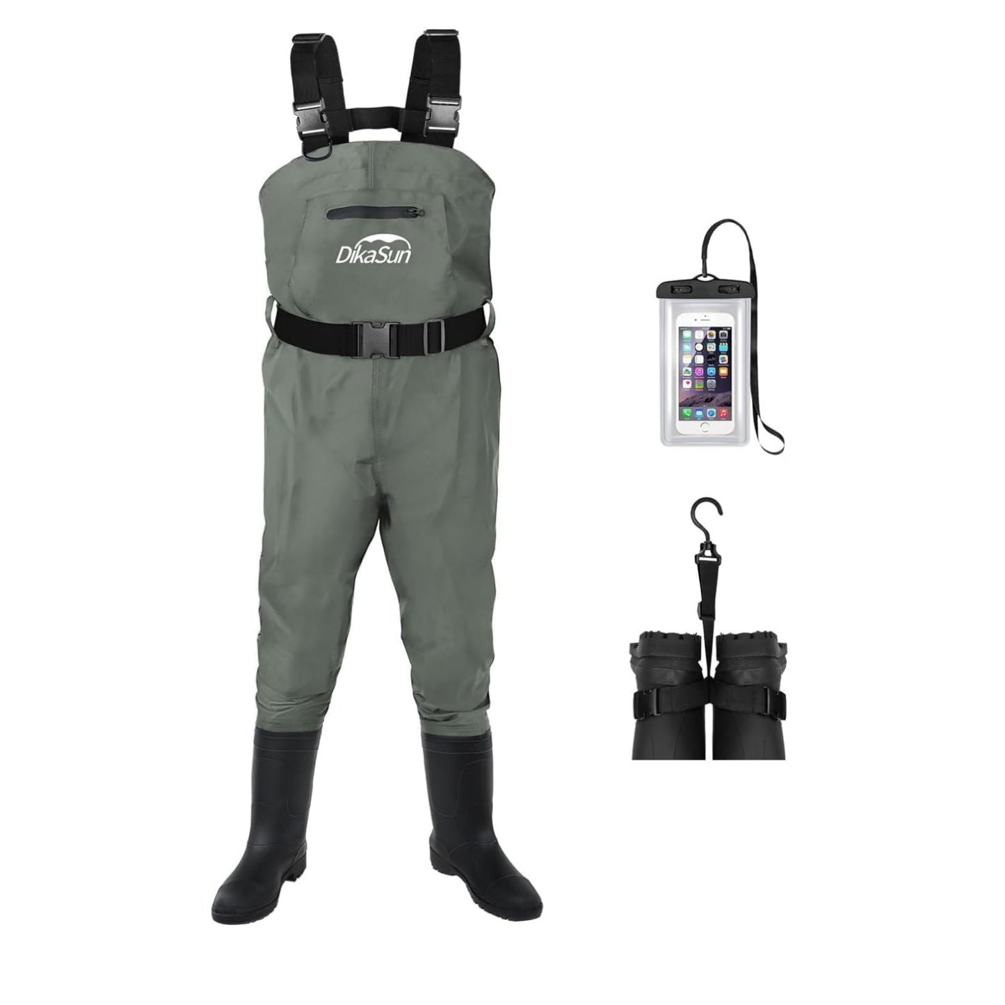 DikaSun Lightweight Bootfoot Chest Waders - Grey