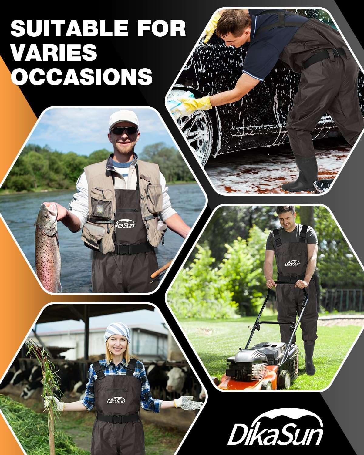 DikaSun Lightweight Bootfoot Chest Waders - Brown
