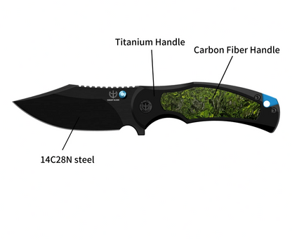 Sharp Blade 14C28N Titanium and Carbon Fiber Folding Knife
