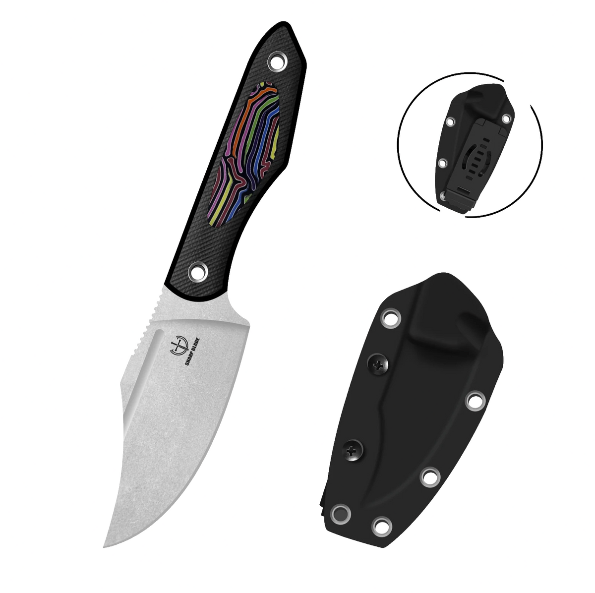 Sharp Blade YF06D Fixed-Blade Hunting Knife with Sheath
