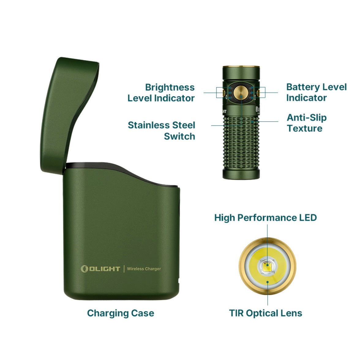 Olight Baton 4 Rechargeable Flashlight with Charging Case