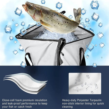 40 x 18 in Insulated Fish Cooler Bag with Waterproof Zipper
