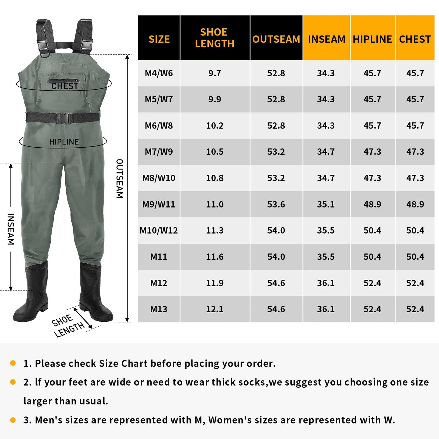 DikaSun Lightweight Bootfoot Chest Waders - Dark Green