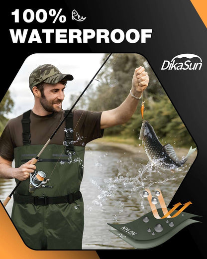 DikaSun Lightweight Bootfoot Chest Waders - Dark Green