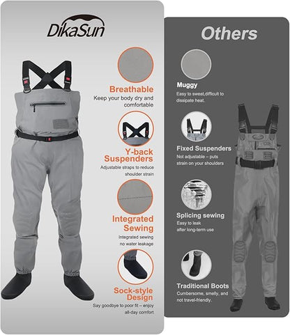 DikaSun Breathable Stockingfoot Chest Waders