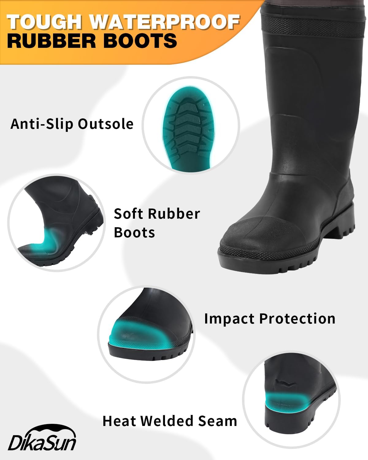 DikaSun Lightweight Bootfoot Chest Waders - Brown