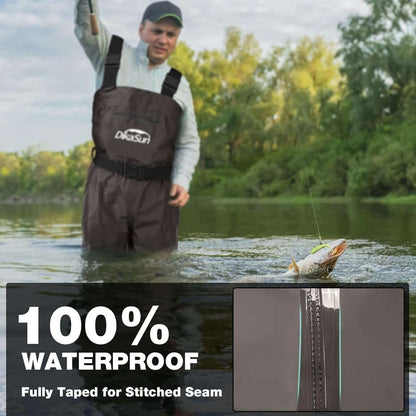 DikaSun Lightweight Bootfoot Chest Waders - Brown