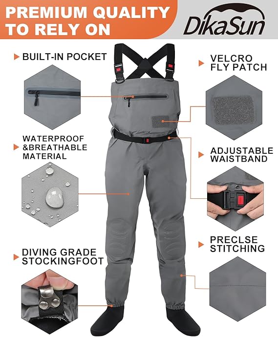 DikaSun Breathable Stockingfoot Chest Waders