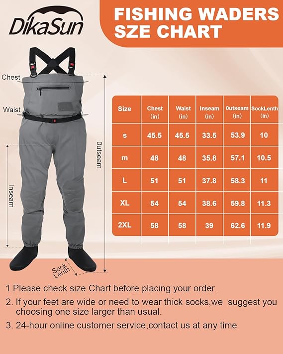 DikaSun Breathable Stockingfoot Chest Waders