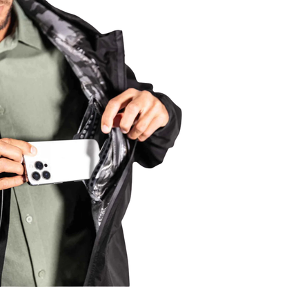 Dry Pocket Black Fin Rain Jacket with Waterproof Pocket