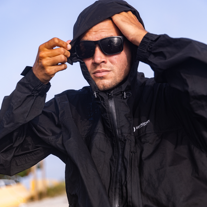 Dry Pocket Black Fin Rain Jacket with Waterproof Pocket