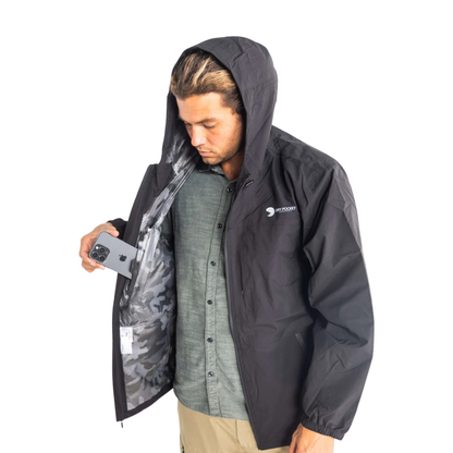 Dry Pocket Black Fin Rain Jacket with Waterproof Pocket