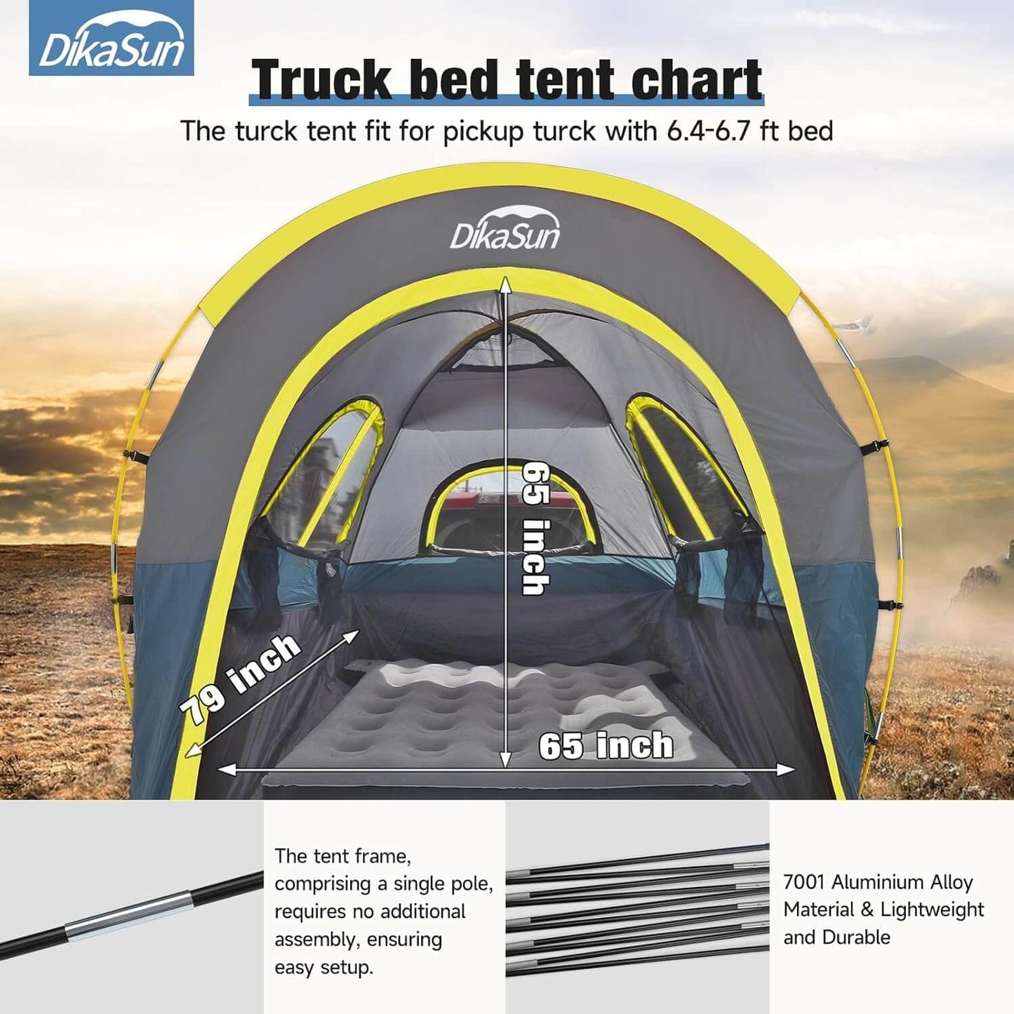 DikaSun Pickup Truck Bed Tent with Awning