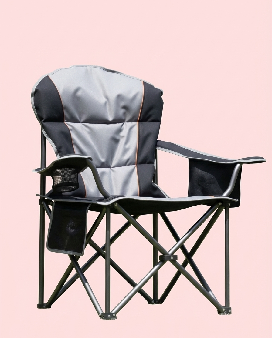Heavy-Duty Folding Camping Chair with Cooler Bag