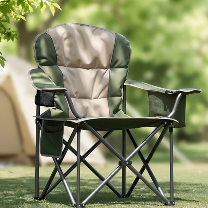 Heavy-Duty Folding Camping Chair with Cooler Bag