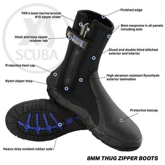 XS Scuba 8mm Thug Zippered Boots