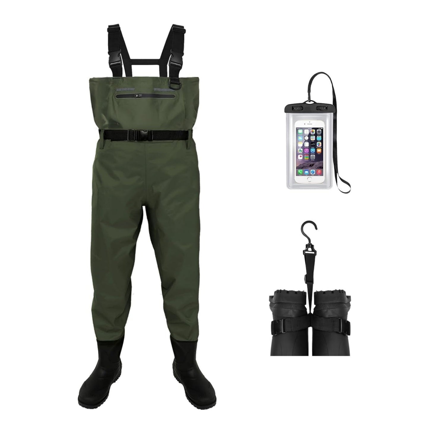 DikaSun Lightweight Bootfoot Chest Waders - Dark Green