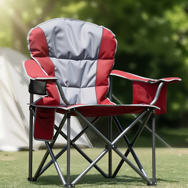 Heavy-Duty Folding Camping Chair with Cooler Bag