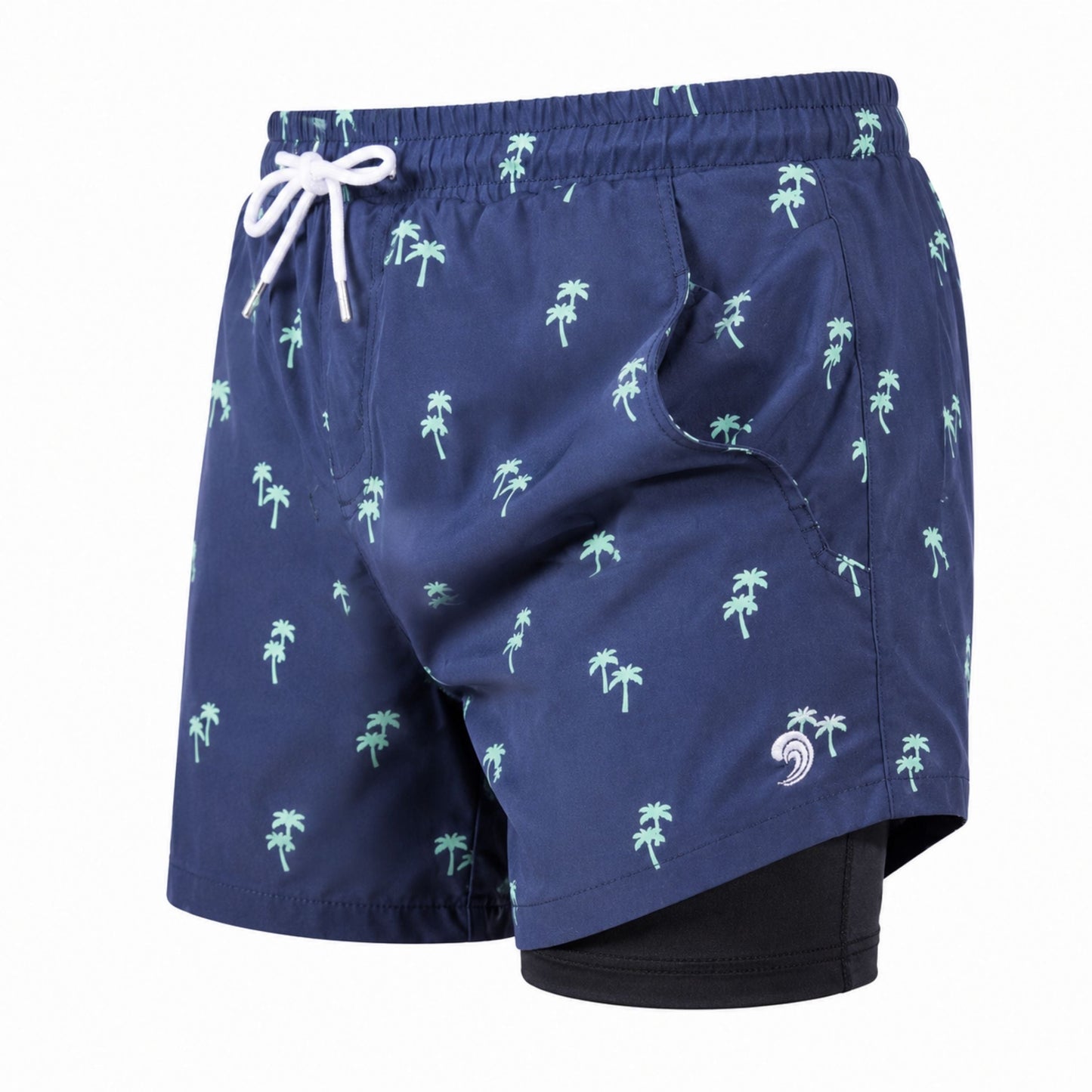 Dry Pocket Tropical Trees - Swim Shorts with Waterproof Pocket