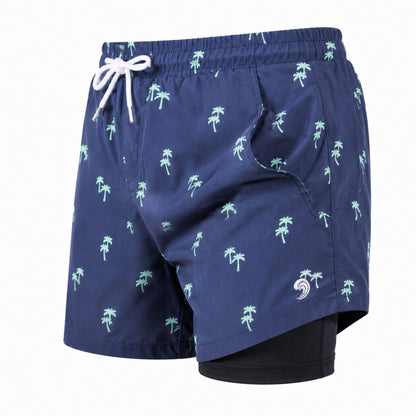 Dry Pocket Tropical Trees - Swim Shorts with Waterproof Pocket