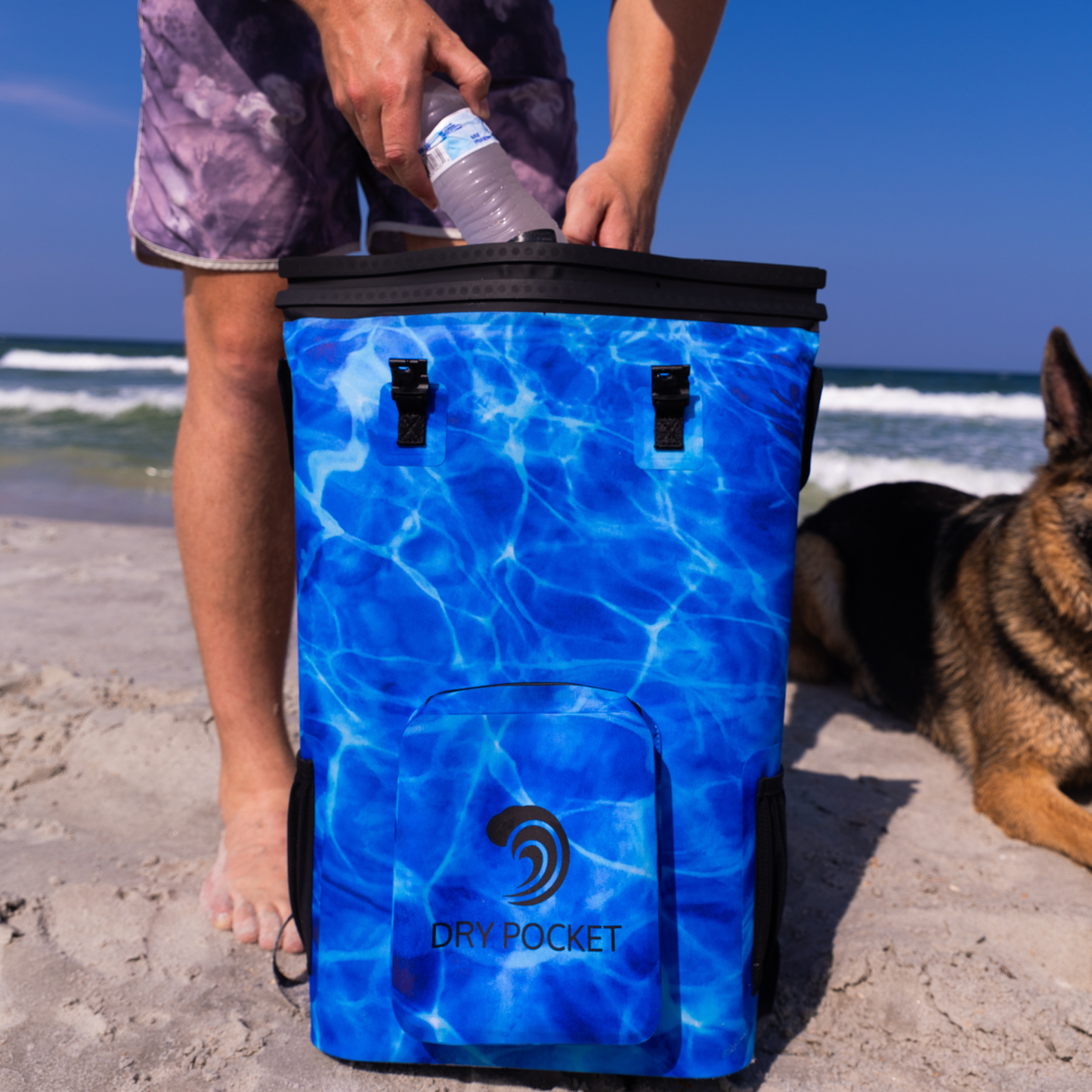 Dry Pocket Waterproof Floating Backpack Cooler - Ocean Blue