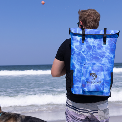 Dry Pocket Waterproof Floating Backpack Cooler - Ocean Blue