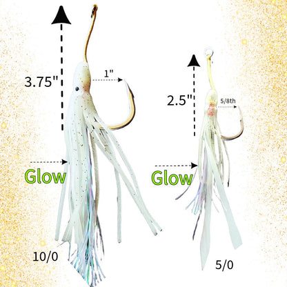 Squid Assist Hooks – Glow-in-the-Dark – 5/0 & 10/0