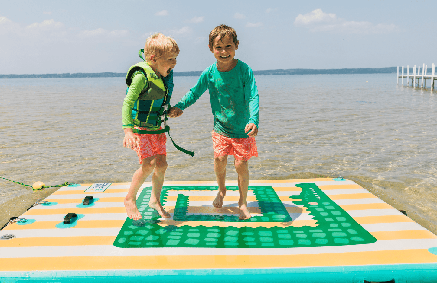RadPadz® Cannonballer – Croc | 6'x12' Inflatable Dock Platform